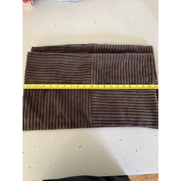 Chocolate Brown Corduroy Velvet Pillow Covers Pack of 2 Boho Decorative Patch - Picture 5 of 6